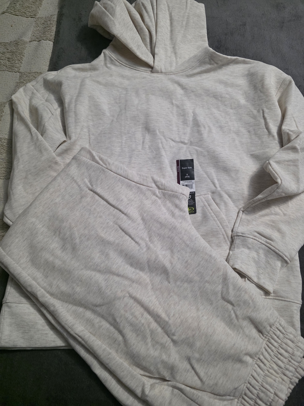 Athletic Works Women's Hoodie and Jogger Set in Light Oatmeal